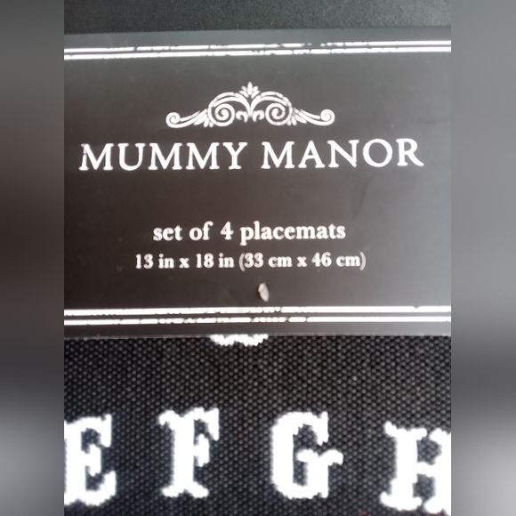 C - OUIJA BOARD type. 4 PLACEMATS set BLACK & WHITE Halloween decor - Picture 3 of 12